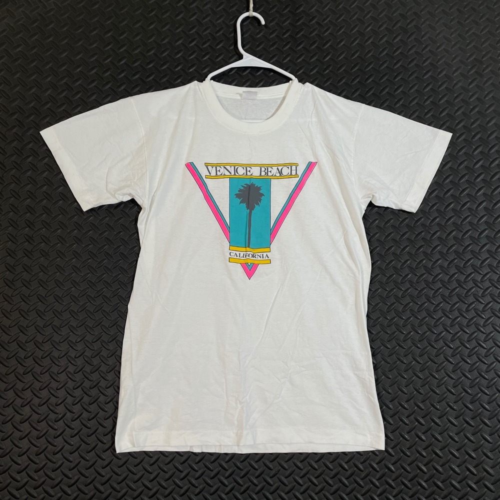 Vintage 80's Venice Beach‎ California T Shirt Palm Tree Graphic Single Stitch XL